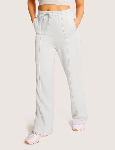 بنطال رياضي نسائي من الصوف بأرجل واسعة من HeSaYep، سروال فضفاض عالي الخصر برباط، بنطال رياضي in Kuwait