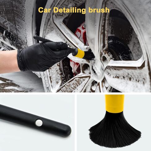 Car Wash Brush with Long Handle, Microfiber Car Wash Mop with Replaceable Chenille Brush Head, Soft Cleaning Brush with 15° Curved Extension Pole Car Wash Kit for RV Truck Camper, YELLOW in Kuwait