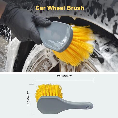 Car Wash Brush with Long Handle, Microfiber Car Wash Mop with Replaceable Chenille Brush Head, Soft Cleaning Brush with 15° Curved Extension Pole Car Wash Kit for RV Truck Camper, YELLOW in Kuwait