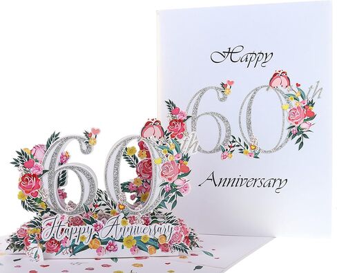 Happy 65th Milestone Anniversary 3D Pop Up Greeting Card - Perfect Couple, Elegant Wedding, Marriage, Romantic, Being Together, Sapphire Congratulations, Lovebirds in Saudi Arabia