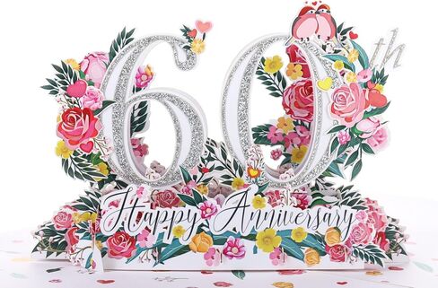 Happy 65th Milestone Anniversary 3D Pop Up Greeting Card - Perfect Couple, Elegant Wedding, Marriage, Romantic, Being Together, Sapphire Congratulations, Lovebirds in Saudi Arabia