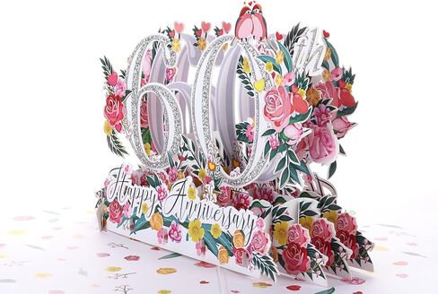 Happy 65th Milestone Anniversary 3D Pop Up Greeting Card - Perfect Couple, Elegant Wedding, Marriage, Romantic, Being Together, Sapphire Congratulations, Lovebirds in Saudi Arabia