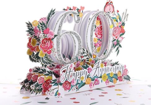 Happy 65th Milestone Anniversary 3D Pop Up Greeting Card - Perfect Couple, Elegant Wedding, Marriage, Romantic, Being Together, Sapphire Congratulations, Lovebirds in Saudi Arabia