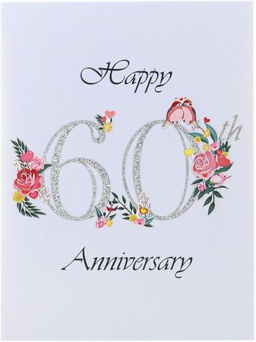Happy 65th Milestone Anniversary 3D Pop Up Greeting Card - Perfect Couple, Elegant Wedding, Marriage, Romantic, Being Together, Sapphire Congratulations, Lovebirds in Saudi Arabia