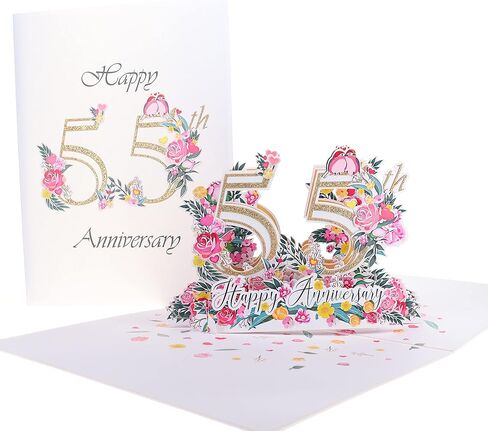 Happy 65th Milestone Anniversary 3D Pop Up Greeting Card - Perfect Couple, Elegant Wedding, Marriage, Romantic, Being Together, Sapphire Congratulations, Lovebirds in Saudi Arabia