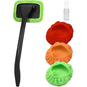 ZYNQACC Car Cleaning Window Tool, Windshield Cleaning Tool Car Windshield Cleaner Kit with 4Pcs Cleaning Cloth Covers and 30ML Spray Bottle Universal for Most Car Glass