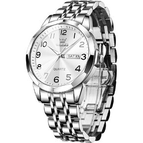 OLEVS Watch for Men Women Large Face Unisex Diamond Luxury Dress Analog Quartz Stainless Steel Waterproof Luminous Date Business Casual Wrist Watch in Kuwait