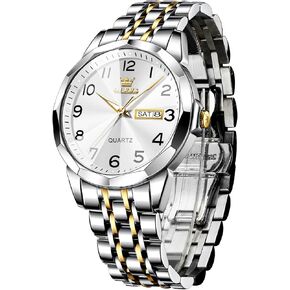 OLEVS Watch for Men Women Large Face Unisex Diamond Luxury Dress Analog Quartz Stainless Steel Waterproof Luminous Date Business Casual Wrist Watch