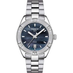 Tissot Womens PR 100 Sport Chic 316L Stainless Steel case Quartz Watches, Grey, Stainless Steel, 18 (T1019101112100)