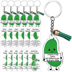 Emotional Support Pickle Cucumber Keychain with Tassels Bulk Gifts for Coworkers