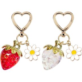 SMUOBT 2Pcs Cute Strawberry Keychain for Women,Strawberry Charms Keychain for Car Keys Purse Strawberry Keychain