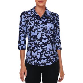 Zamowoty Women's 3/4 Sleeve Golf Tennis Polo Shirts 4-Button Dry Fit Workout Tops Athletic Shirt UPF50+