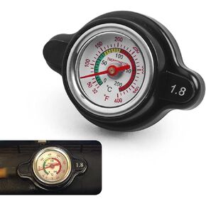 Miytsya Pack-1 Car 1.8 Bar Fuel Tank Cap, Tight Fit Leak-proof High-pressure Radiator Covers, Temperature-measurable Water Tank Cap with Thermometer, Universal for Cars Off-road Vehicles (Black)