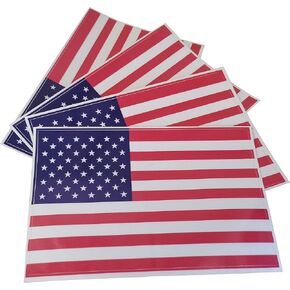 4 Pack Reflective American Flag Sticker - 6 x 4 Inches - USA Patriotic Stickers American Flag Decal Waterproof for Car Bumper Trucks Motorcycle Helmet Laptop Window Decals(Updated)