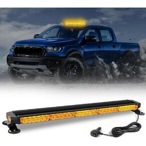 32" Amber White 66 LED Strobe Lights Bar, Upgraded Brightness Emergency Flashing Warning Construction Lights for Trucks Ambulance Construction Tow Vehicles