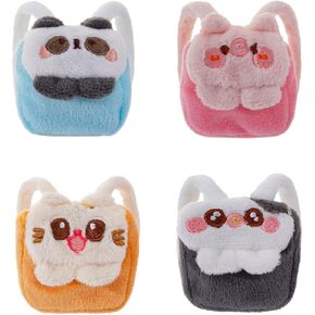 Animal Backpack Set for Eilik - 4 Pcs Animal-themed Backpacks Toys with Cozy Plush Texture, Eilik Love to Use it for Food or Books, You Can Hold Other Items! Cutest Christmas Gifts.
