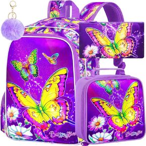 3PCS Unicorn Backpack, 16" Girls Rainbow Sequins Kids Bookbag with Lunch Box, School Bags for Elementary Preschool Kindergarten - Pink