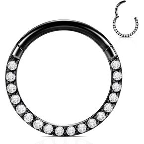 WBRWP Hinged CZ Septum Nose Rings Hoops: 316L Surgical Steel Septum Rings for Women 20G 18G 16G 14G Cartilage Earrings Conch Helix Daith Piercing Jewelry Rook Tragus Lobe Hoop 6mm 8mm 10mm