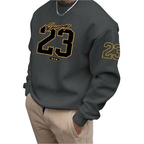 SOLY HUX Men's Big and Tall Sweatshirt Number Graphic Drop Shoulder Long Sleeve Pullover Tops