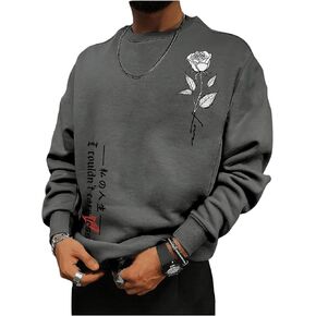 GORGLITTER Men's Floral Graphic Sweatshirt Crewneck Long Sleeve Oversized Casual Pullover Top