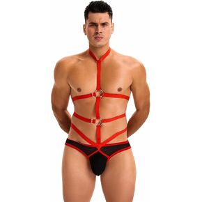 ohyeah Mens Sexy Underwear Full Body Harness Strappy Lingerie Breathable Mesh Briefs See Through Underwear Lingerie for Men