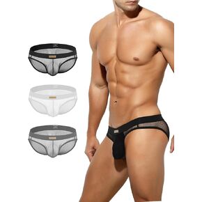 Arjen Kroos Men's Breathable Mesh Underwear Sexy Low Rise Sheer Briefs 3 PACK