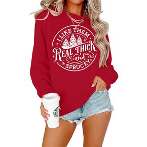 LOTUCY Christmas Sweatshirt Women Snowflake Graphics Hoodie with Pocket Xmas Pullover Tops