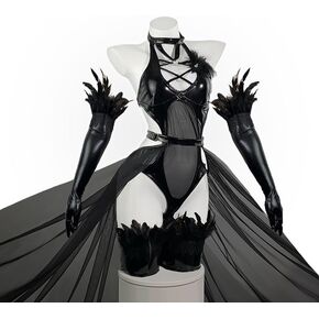 KORURACLUB Raven witch dress（7-Piece Set） Black premium pu cosplay lingerie Raven Costume Lingerie