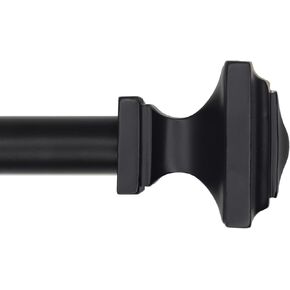 Wood Curtain Rods for Windows 32 to 88 Inch, 1 Inch Diameter Wood Decorative Treatment Single Window Curtain Rods - Square Imitation Wood Grain Finial 1 Pack
