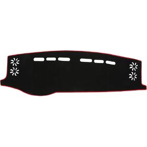 Dash Cover Compatible for Toyota, Non-Slip Polyester Black Red Center Console Dashboard Cover Pad Carpet