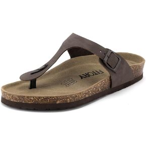 FITORY Mens Cork Thong Slides Sandal with Adjustable Buckle Straps Size 7-13.5