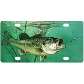 باس الأسماك القفز هوك الجدة لوحة ترخيص اللوحة الأمامية الزخرفية 6 "X 12" in Kuwait
