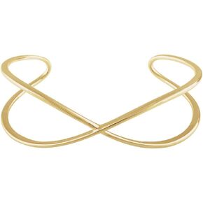 Diamond2Deal 14K Gold Criss-Cross Cuff 7" Bracelet