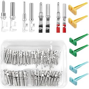 JRready 90 Pairs Deutsch Pin Kit，Size 12# 16# 20# Open Barrel Contacts, Deutsch Pin Removal Tool,for DT,DTP,DTM,DTHD,HD10,HD30 Connectors, ST6447