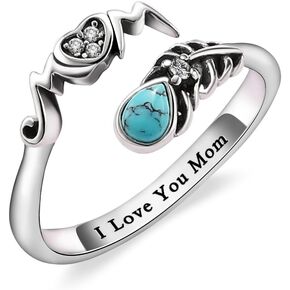 Sterling Silver Leaf Ring for Women Mother Rings Jewelry Gifts