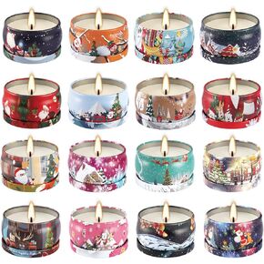 16PCS Scented Candles Christmas Gift Set, Natural Soy Wax 2.5oz Candles for Christmas Gift, 16 fragrances Flavor