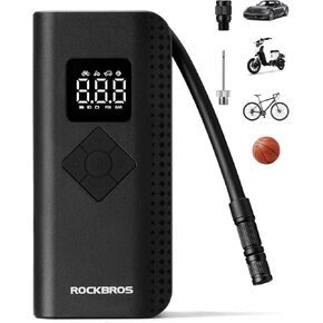 ROCKBROS Tire Inflator portable Air Compressor 150PSI & 2000mAh Portable Air Pump with Tire Pressure Gauge, Tire Pump with LED for Car Bicycle Motorcycle E-Bike Balls