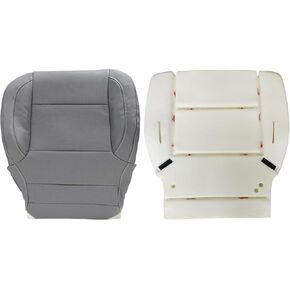 GXARTS Driver Or Passenger Side Bottom Perforated Leather Seat Cover & Foam Cushion Gray Compatible with Chevy Silverado Tahoe Suburban GMC Sierra Yukon 2014 2015 2016 2017 2018 2019