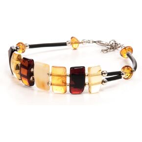 Baltic Amber Bracelet for Women - Hand Made from Polished/Certified Baltic Amber Beads (Multi), NORMAL 8INCHES