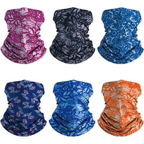 EAZZEA 6pcs Magic Wide Tube Face Mask,Neck Gaiter, Headwear, Sports Scarf, Skeleton Bandana,Camo Bandana, Balaclava, Headband for Women And Men