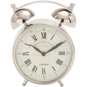 Deco 79 Stainless Steel Clock with Bell Style Top, 3" x 5" x 7", Silver