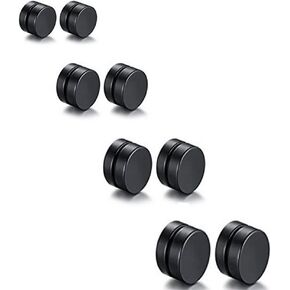 8PCS Asoorted Size 6-12MM Stainless Steel Magnetic Fake, Black, Size No Size