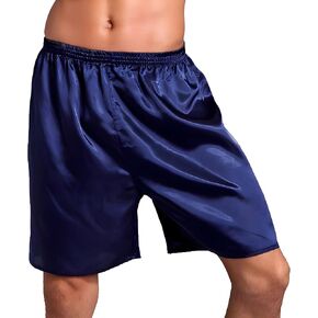 SIIK 100% Mulberry Silk Pajama Shorts for Men - Sleep Shorts, Pj Bottoms, Lounge Shorts, Boxer Shorts, Dark Blue