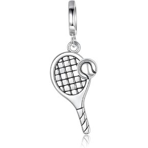 Sterling Silver Sport Ball Charms for Bracelet or Necklace: Football Basketball Tennis Baseball Sport Ball Dangle Pendant Bead Charms for Bracelet Necklace Birthday Mothers Day Personalized Jewelry Gift for Women Sport Lovers Fans