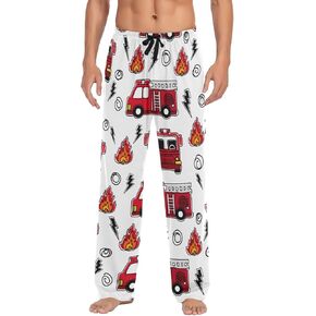 Red Fire Truck Pajama Pants Men's Pajama Bottoms Lounge Sleepwear PJs Casual Sleep Pants S