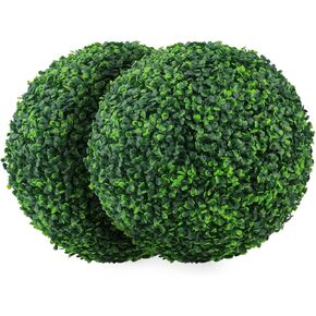 Sunnyglade 2 PCS 9 inch 4 Layers Artificial Plant Topiary Ball Faux Boxwood Decorative Balls for Backyard, Balcony,Garden, Wedding and Home Décor (9 inch)