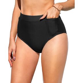 Tempt Me Women High Waisted Bikini Bottoms - Tummy Control Bathing Suit Swim Bottoms with Pockets 2025