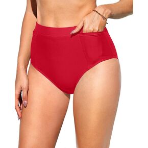 Tempt Me Women High Waisted Bikini Bottoms - Tummy Control Bathing Suit Swim Bottoms with Pockets 2025