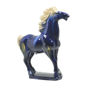 Ceramic Horse Sculpture -9 inch Hand Made Tang Tri-Color Cultural Art Piece for Home, Office Decor (Green)