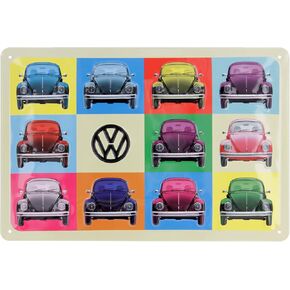 BRISA VW Collection - Volkswagen Retro Tin Sign Vintage Decoration Made of Metal in T1 Bus Design (Samba/Red)